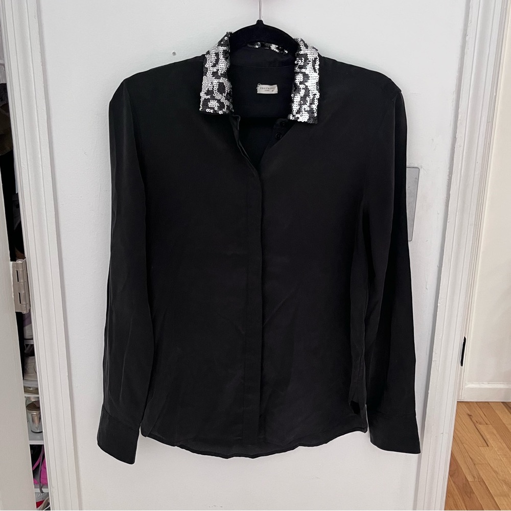 Black Equipment Button Down w/ sequin collar
